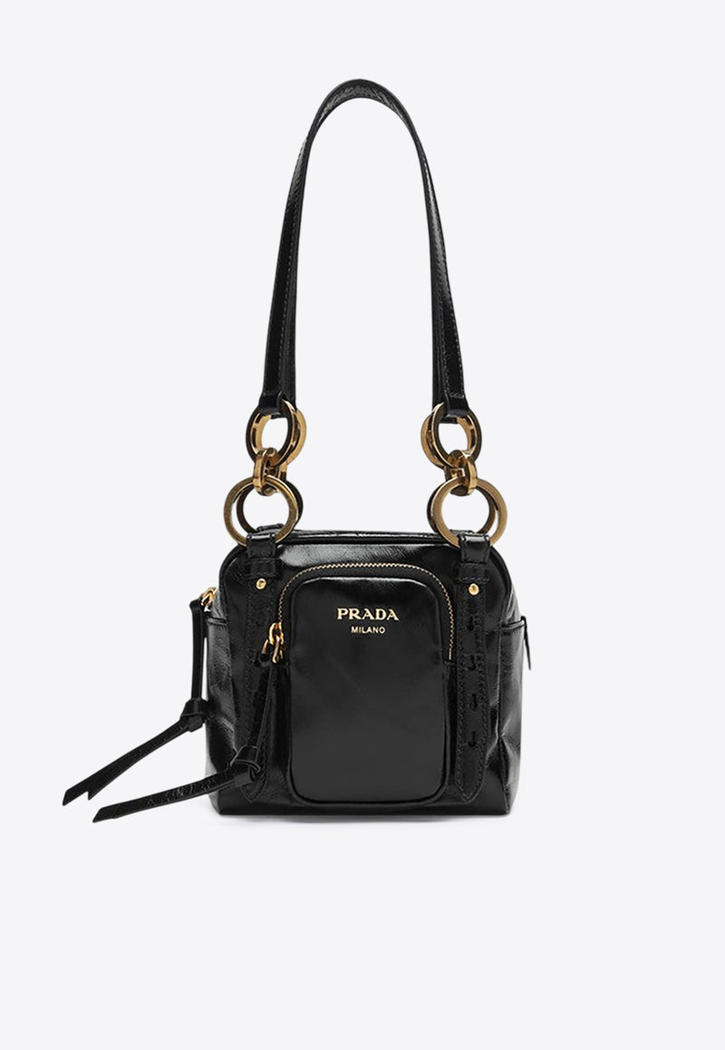 Prada Mini Dangle Calf Leather Shoulder Bag Black 1BB137OOO2CYR/Q_PRADA-F0002