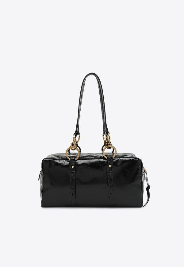 Prada Medium Dangle Vintage Leather Shoulder Bags Black 1BB138OOO2CYR/Q_PRADA-F0002