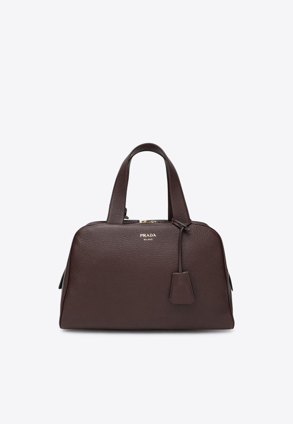 Prada Large Grained Leather Shoulder Bag Brown 1BB148OOO2HIK/R_PRADA-F0038