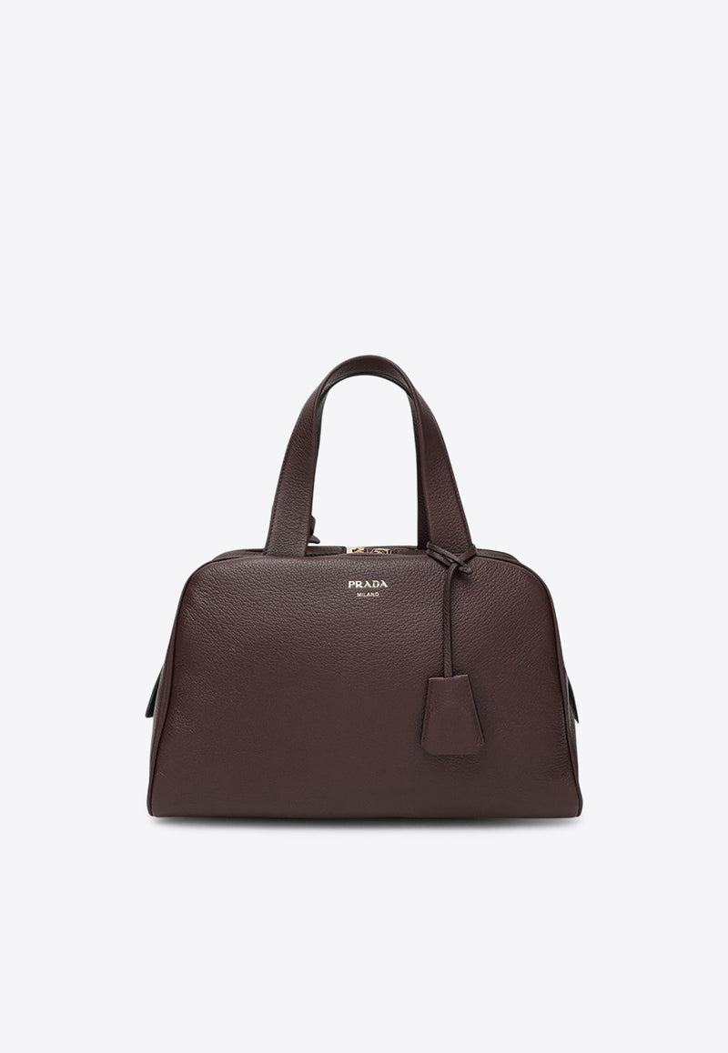 Prada Large Grained Leather Shoulder Bag Brown 1BB148OOO2HIK/R_PRADA-F0038