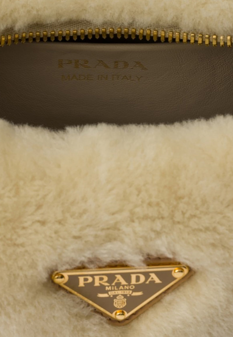 Prada Arqué Shearling Shoulder Bag Ecru 1BC194OOO2EC9/Q_PRADA-F03KL