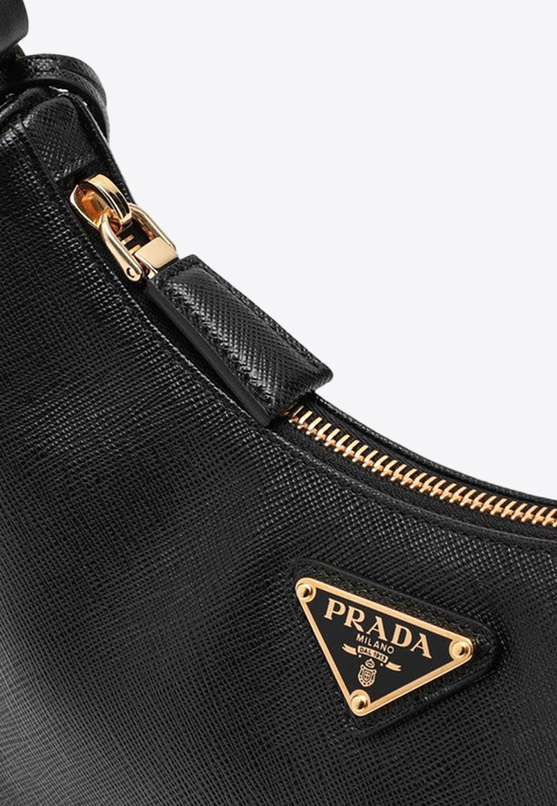 Prada Mini Re-Edition Saffiano Leather Shoulder Bag Black 1BC204JOMNZV/P_PRADA-F0632