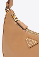 Prada Mini Re-Edition Leather Shoulder Bag Beige 1BC204JOMNZV/P_PRADA-F0P9G