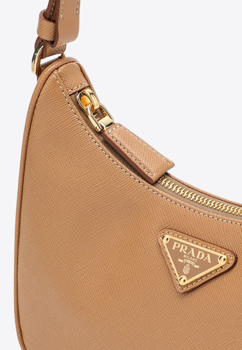 Prada Mini Re-Edition Leather Shoulder Bag Beige 1BC204JOMNZV/P_PRADA-F0P9G