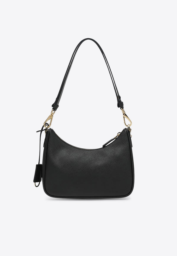 Prada Mini Re-Edition Shoulder Bag in Saffiano Leather Black 1BC204QOMNZV/R_PRADA-F0632