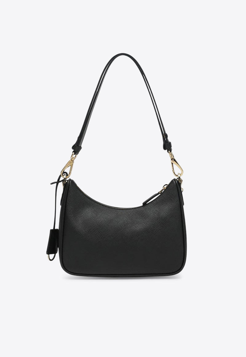 Prada Mini Re-Edition Shoulder Bag in Saffiano Leather Black 1BC204QOMNZV/R_PRADA-F0632