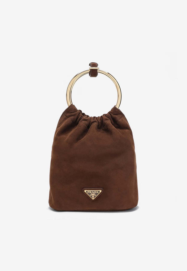 Prada Mini Suede Top Handle Bag Brown 1BC227OOO008/P_PRADA-F0324