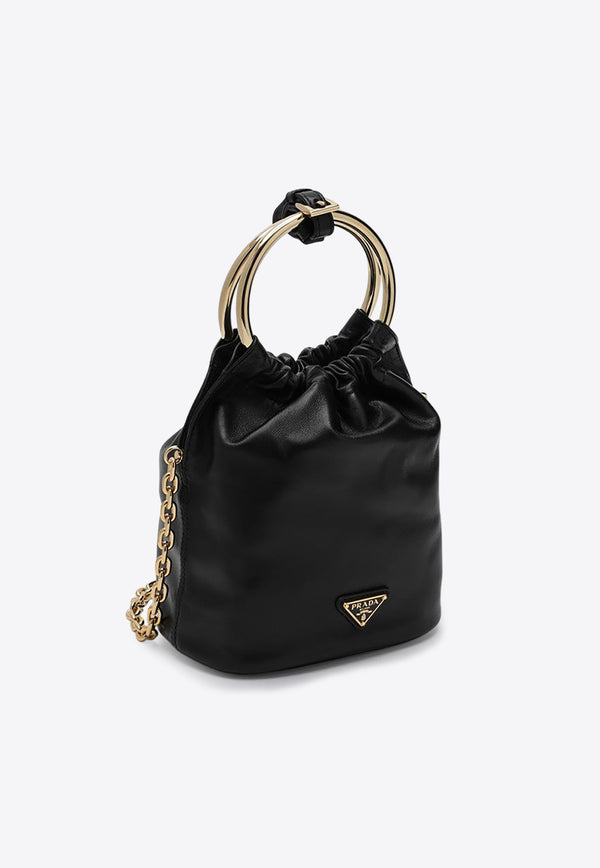 Prada Mini Bucket Bag in Nappa Leather Black 1BC227OOO2DX8/P_PRADA-F0002