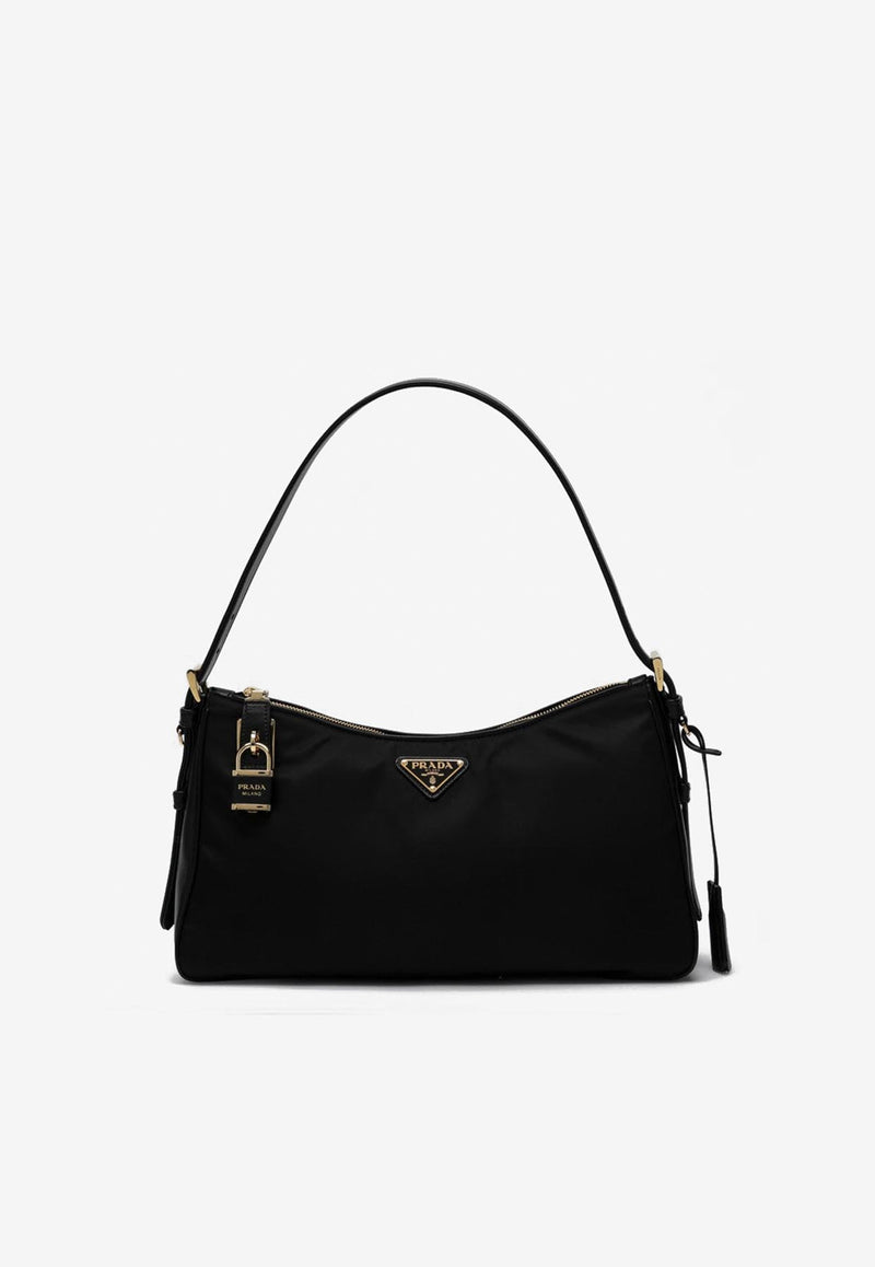 Prada Large Aimée Re-Nylon and Leather Shoulder Bag Black 1BC232ODO2C8Q/Q_PRADA-F0002