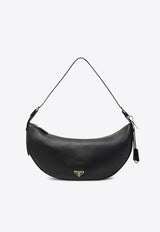 Prada Large Demi-Lune Leather Shoulder Bag Black 1BC255OVO2CYS/R_PRADA-F0002
