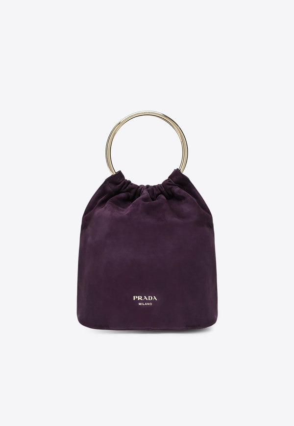 Prada Mini Suede Bucket Bag Purple 1BC267OOO008/R_PRADA-F0051