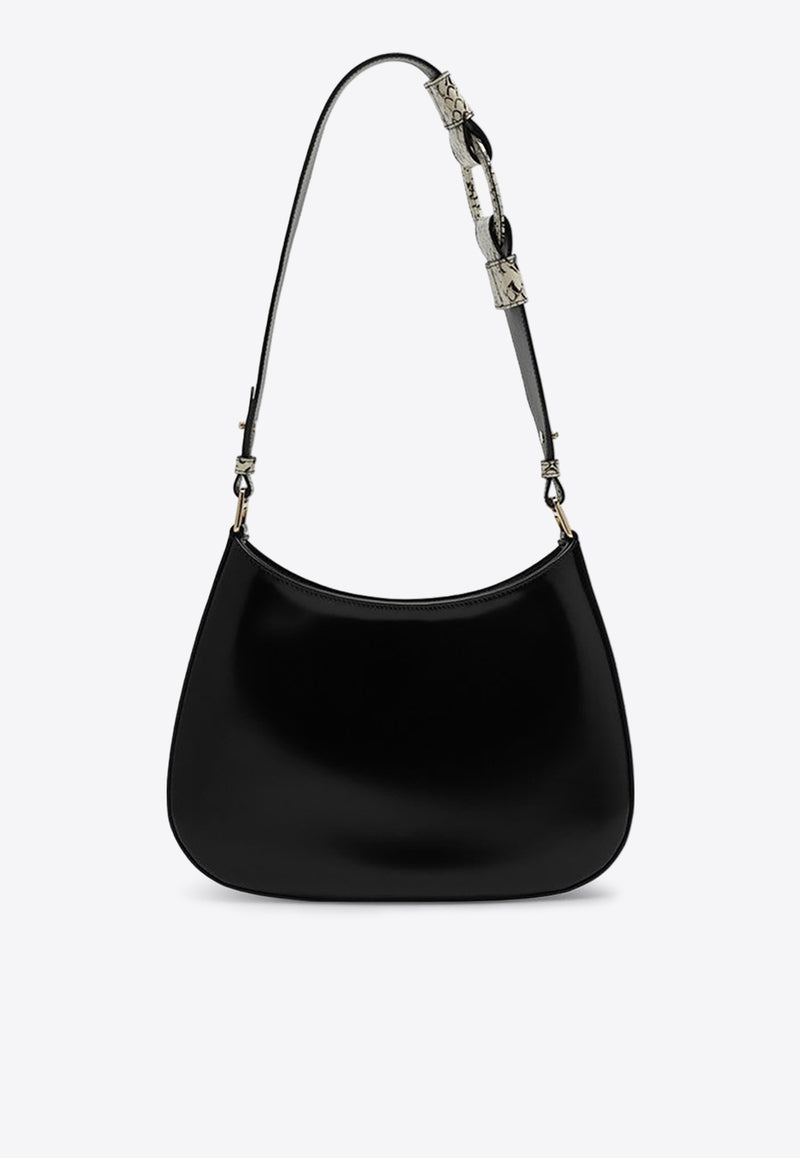 Prada Cleo Brushed Leather Shoulder Bag Black 1BC499XOO2C49/P_PRADA-F03ZW