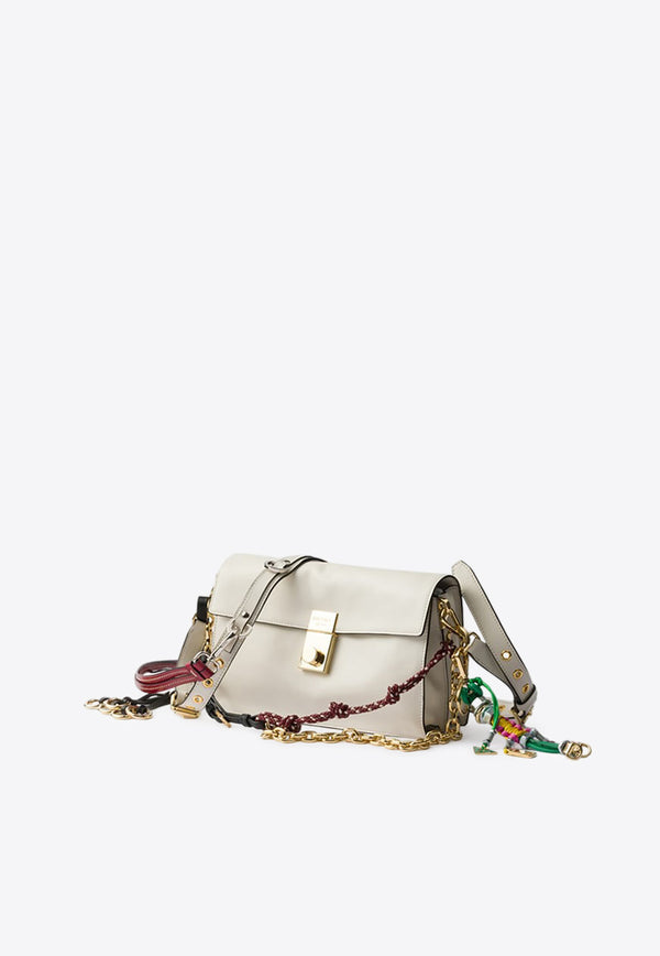 Prada Small Soft Sound Leather Charms Shoulder Bag  White 1BD379OO62C6A/Q_PRADA-F0PG7