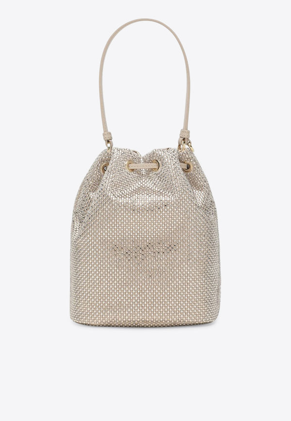Prada Crystal Embellished Logo Bucket Bag Champagne 1BE067OOD2HNJ/R_PRADA-F0GCN