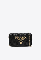 Prada Embroidered Logo Crochet Shoulder Bag Black 1BF134COB2M2T/O_PRADA-F0ES7