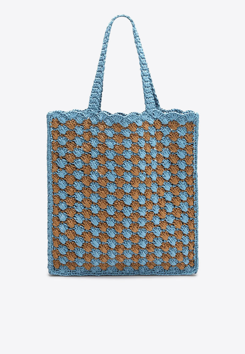 Prada Logo Crochet Knit Tote Bag Sky Blue 1BG393OOB2CQ2/Q_PRADA-F04F4