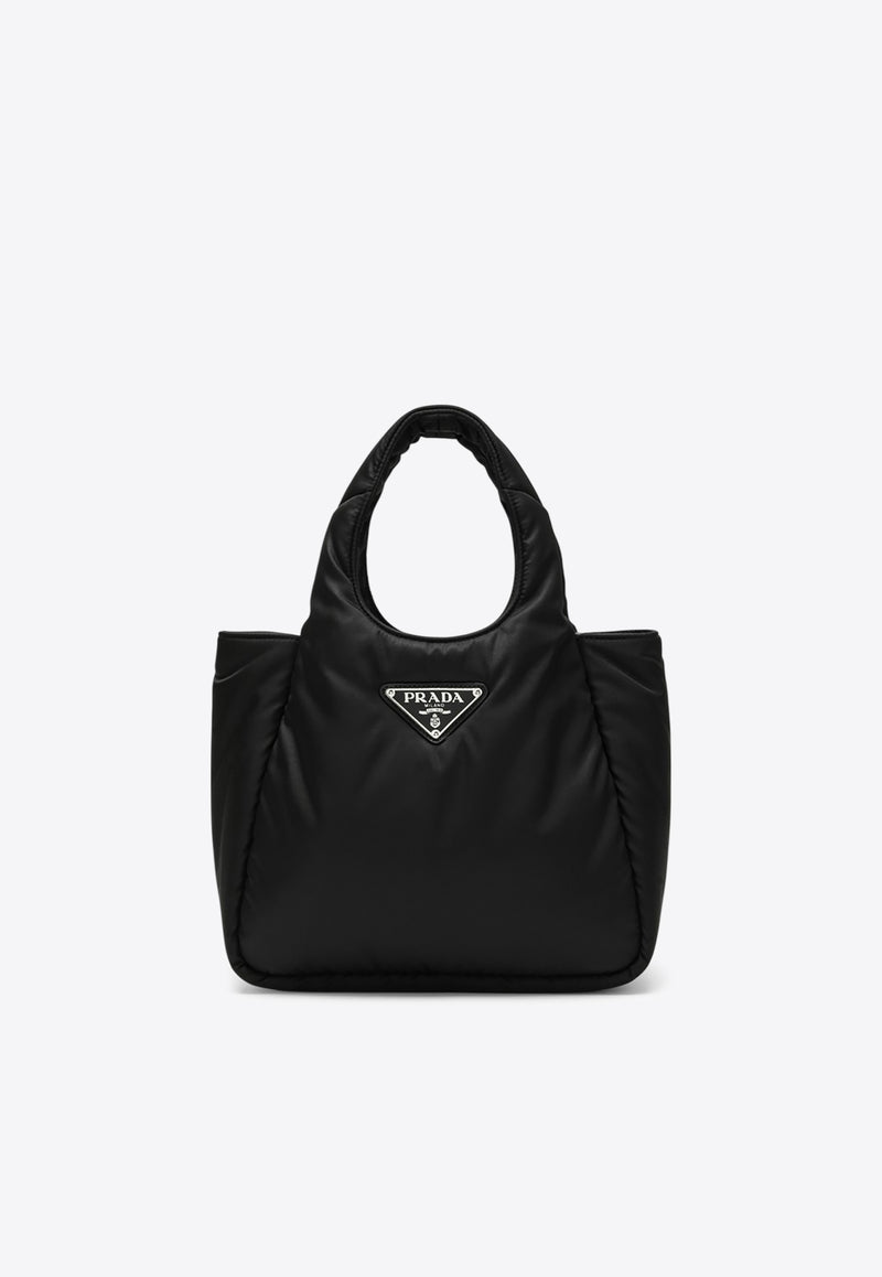 Prada Small Triangle Logo Padded Re-Nylon Tote Bag  Black 1BG412OVMRCCJ/O_PRADA-F0002