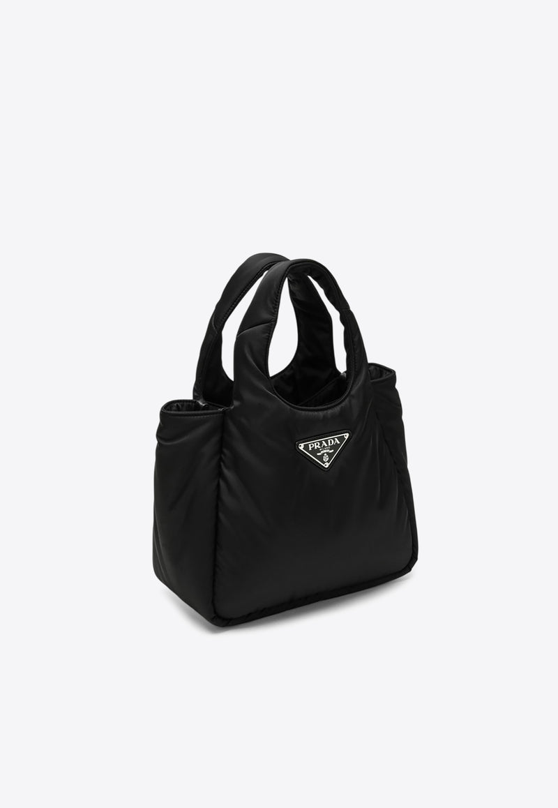 Prada Small Triangle Logo Padded Re-Nylon Tote Bag  Black 1BG412OVMRCCJ/O_PRADA-F0002