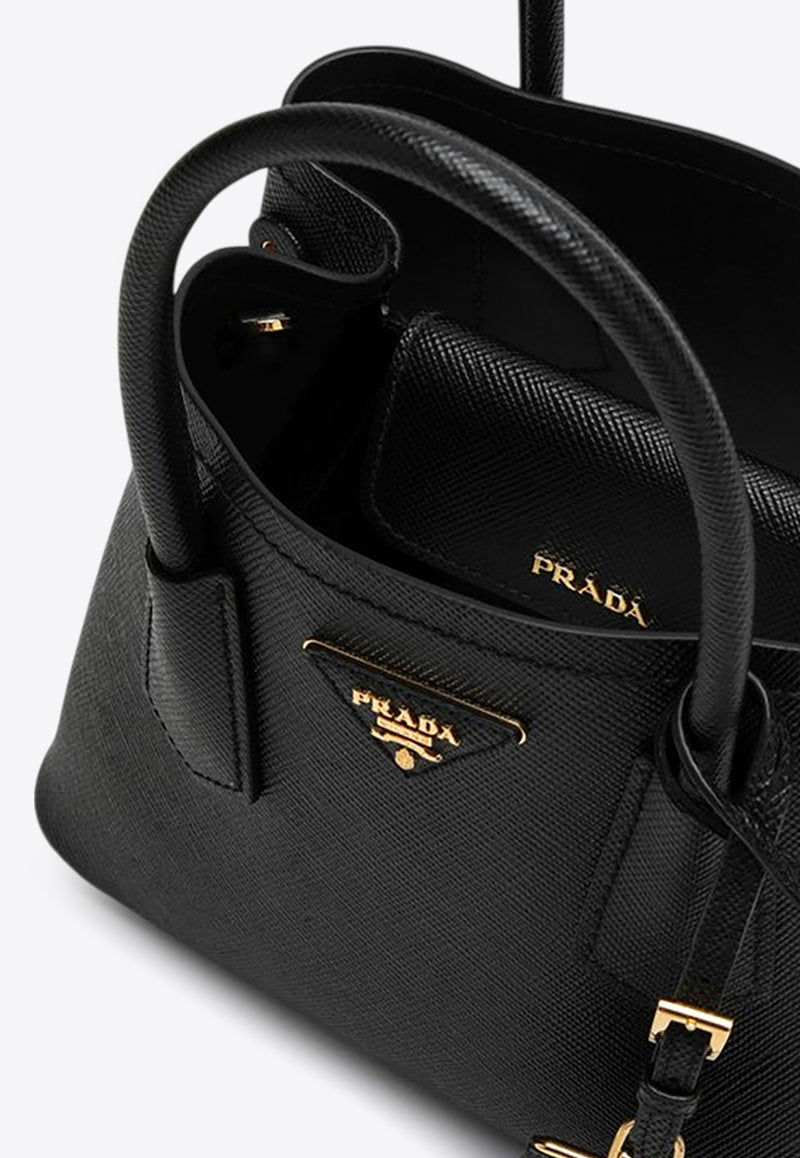 Prada Mini Double Saffiano Leather Tote Bag Black 1BG443XOO2A4A/P_PRADA-F0002