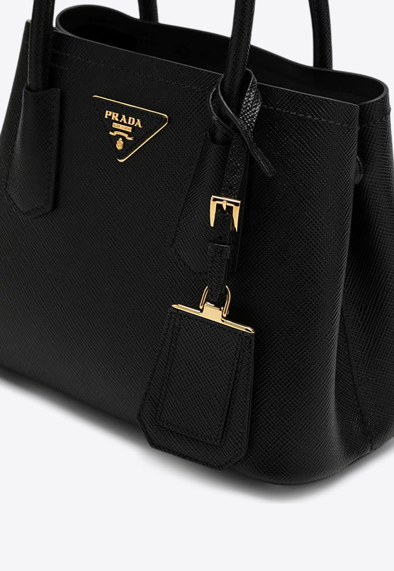 Prada Mini Double Saffiano Leather Tote Bag Black 1BG443XOO2A4A/P_PRADA-F0002