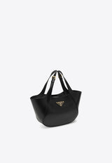 Prada Medium Triangle Logo Leather Tote Bag Black 1BG483OOO2AIX/O_PRADA-F0002