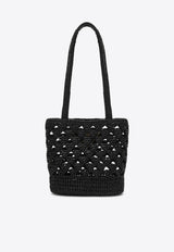 Prada Logo Embroidered Crochet Knit Tote Bag Black 1BG494OOO2M2T/O_PRADA-F0ES7