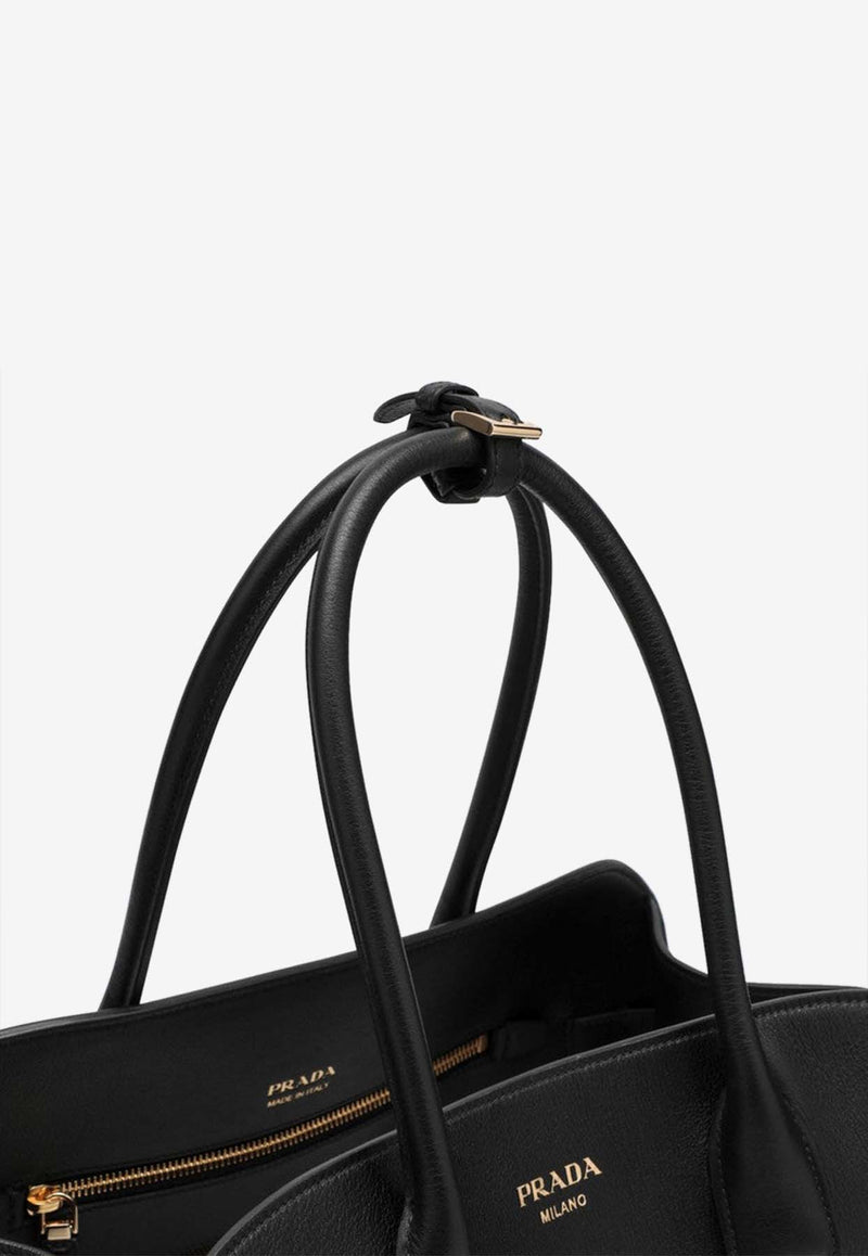 Prada Medium Leather Tote Bag Black 1BG508OOO2CYS/P_PRADA-F0002