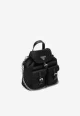 Prada Mini Re-Nylon Triangle Logo Chain Backpack Black 1BH029DOMRV44/P_PRADA-F0002