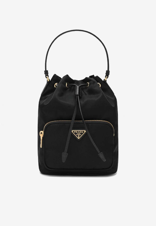 Prada Duet Re-Nylon Logo Bucket Bag Black 1BH038UOPRV44/S_PRADA-F0002