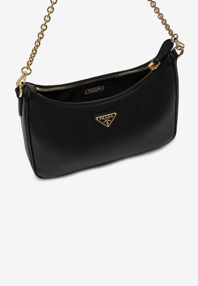 Prada Re-Edition 2005 Saffiano Leather Shoulder Bag Black 1BH204V2MNZV/Q_PRADA-F0632