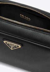 Prada Triangle Logo Leather Camera Bag Black 1BH216RVO2CYS/P_PRADA-F0ES7