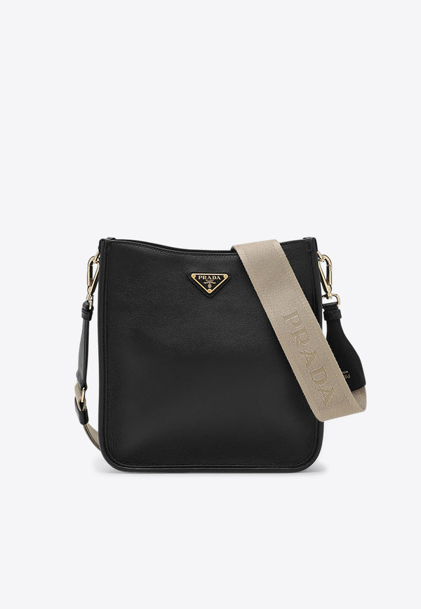 Prada Triangle Logo Leather Crossbody Bag Black 1BH219RVO2CYS/P_PRADA-F0ES7