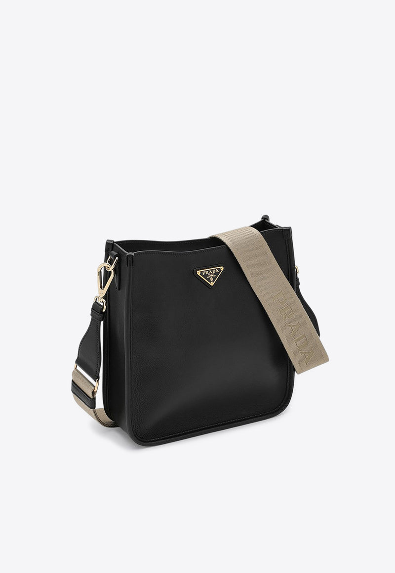 Prada Triangle Logo Leather Crossbody Bag Black 1BH219RVO2CYS/P_PRADA-F0ES7