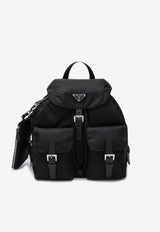 Prada Re-Nylon and Saffiano Leather Logo Backpack Black 1BZ811OTMRV44/S_PRADA-F0002