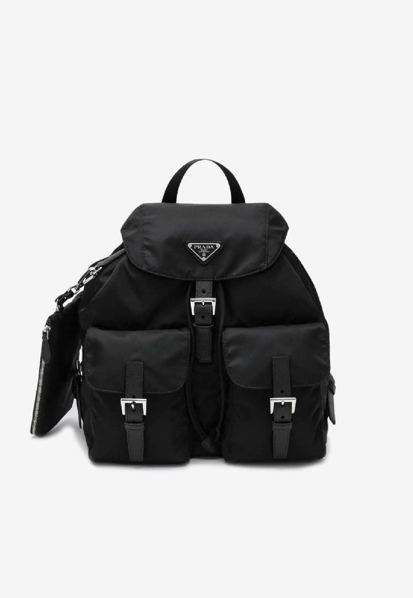 Prada Re-Nylon and Saffiano Leather Logo Backpack Black 1BZ811OTMRV44/S_PRADA-F0002