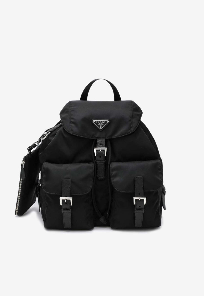 Prada Re-Nylon and Saffiano Leather Logo Backpack Black 1BZ811OTMRV44/S_PRADA-F0002