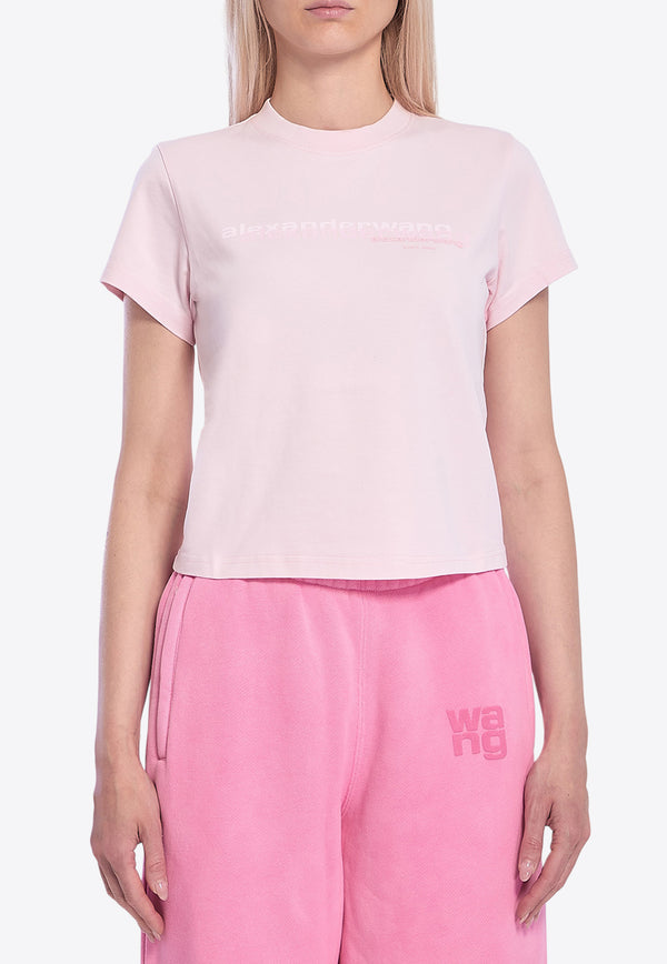 Alexander Wang Logo Print Shrunken T-shirt Pink 1CC3251103--680