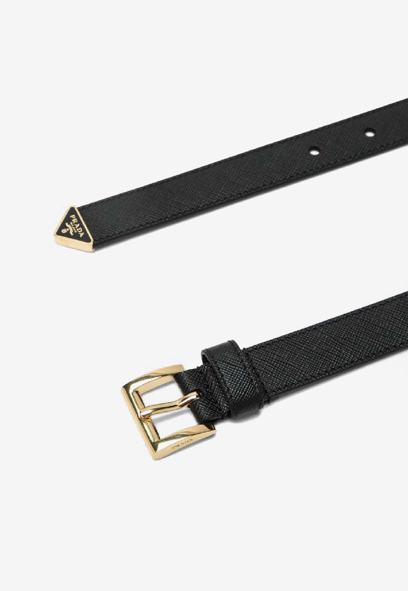 Prada Logo Engraved Leather Belt Black 1CC618053/S_PRADA-F0002