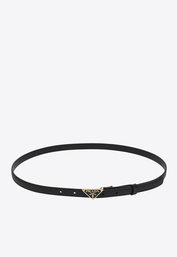 Prada Triangle Logo Saffiano Leather Belt Black 1CC621053/R_PRADA-F0002