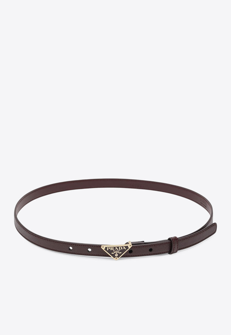 Prada Triangle Logo Saffiano Leather Belt Burgundy 1CC621053/R_PRADA-F0007