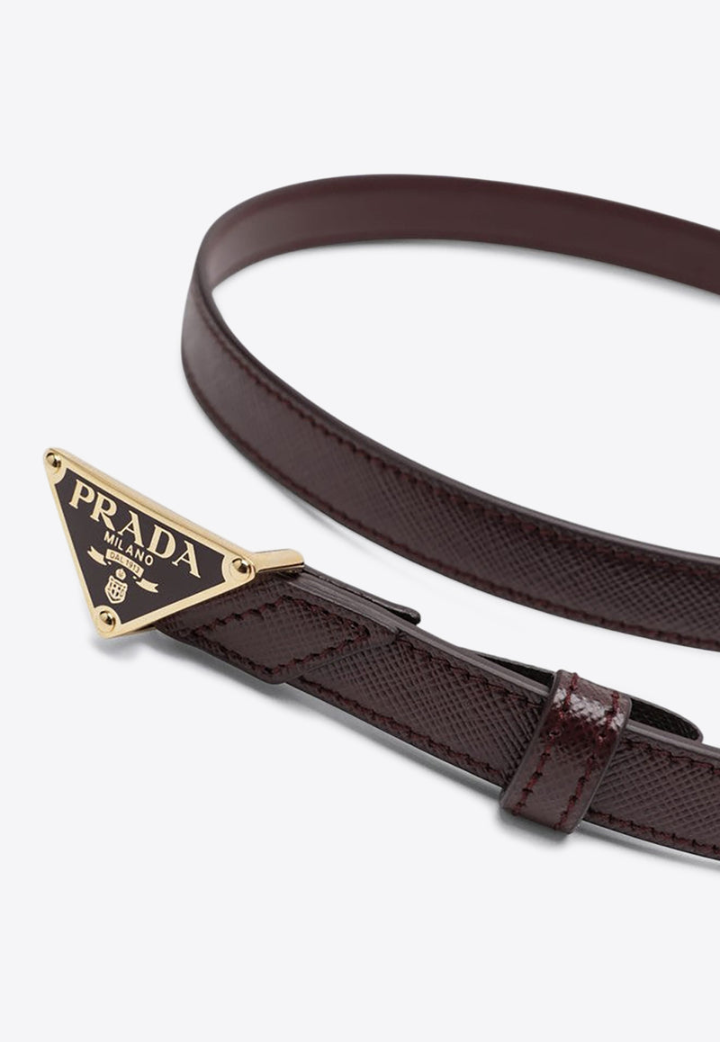 Prada Triangle Logo Saffiano Leather Belt Burgundy 1CC621053/R_PRADA-F0007