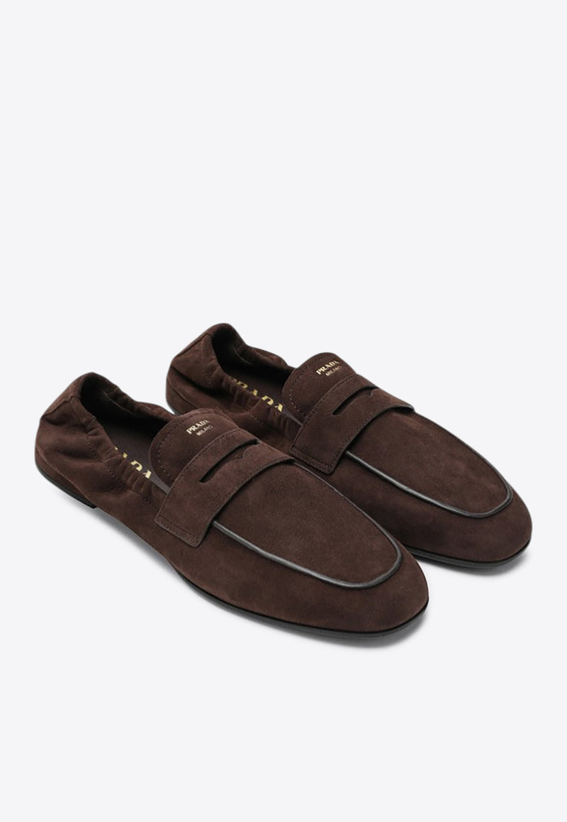 Prada Elasticated Suede Penny Loafers Brown 1D051O010008/R_PRADA-F0003