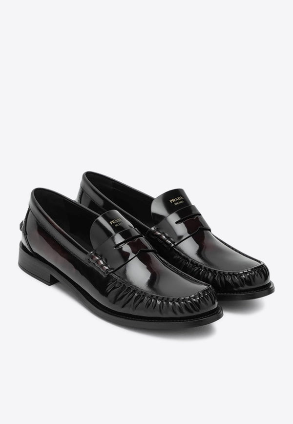 Prada Polished Leather Loafers Dark Brown 1D199O020P39/R_PRADA-F0397