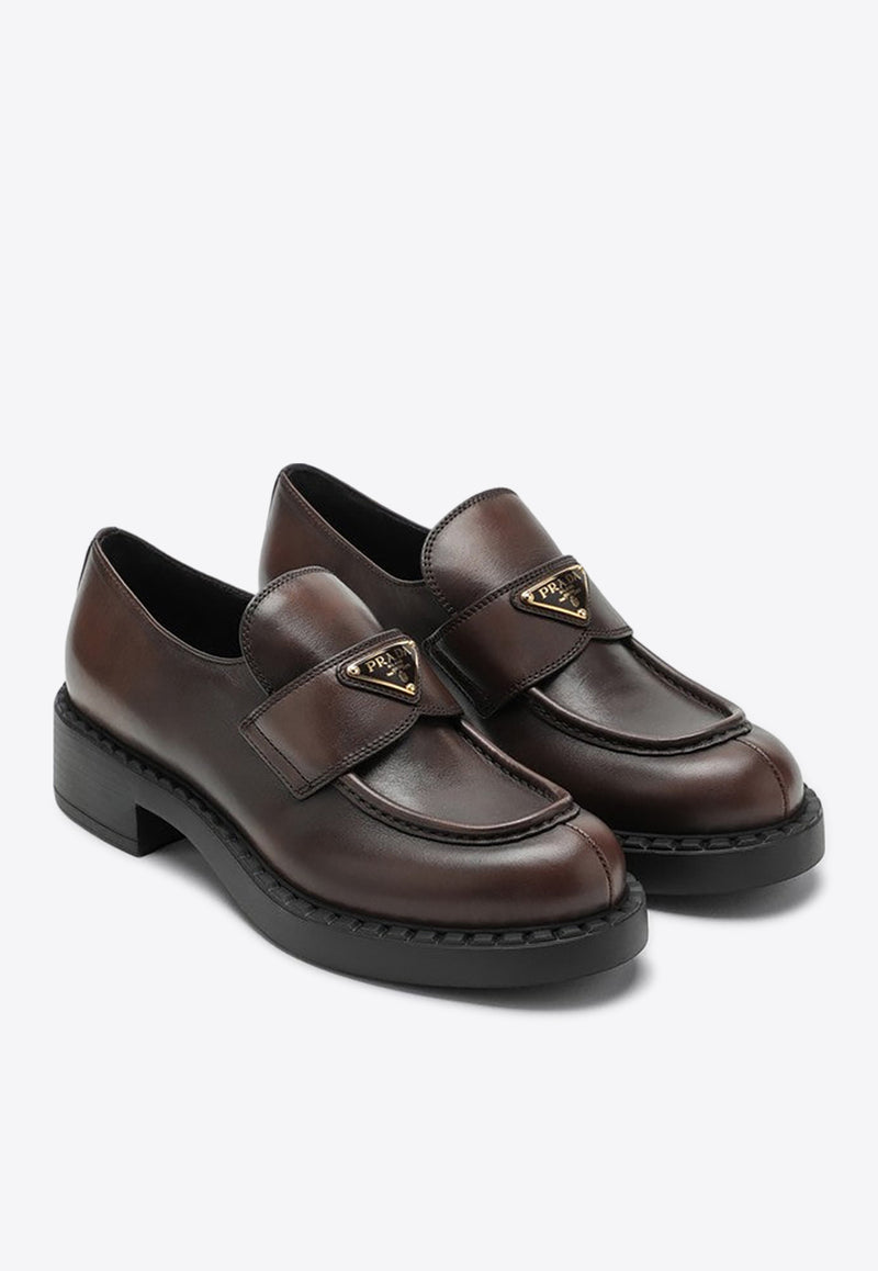 Prada Triangle Logo Brushed Leather Loafers Brown 1D246MG0503KY8/P_PRADA-F0003