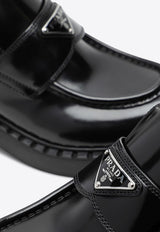 Prada Triangle Logo Brushed Leather Loafers Black 1D246MG050ULS/P_PRADA-F0002