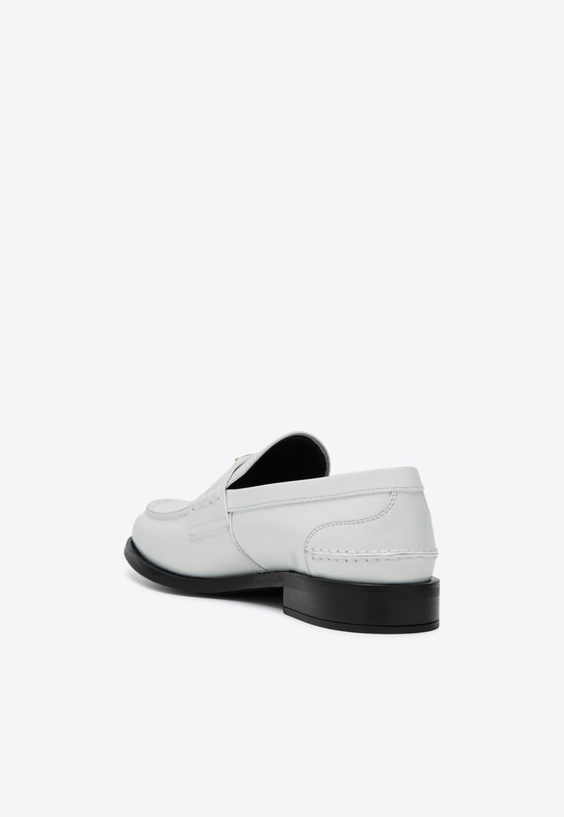 Prada Triangle Logo Brushed Leather Loafers White 1D813NA020055/Q_PRADA-F0009