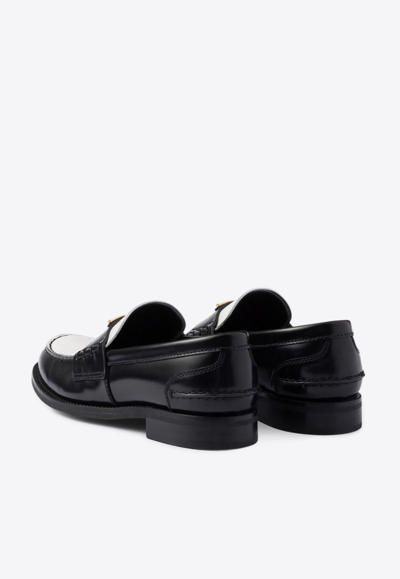 Prada Two-Tone Brushed Leather Loafers Black 1D813NA020AZ3/Q_PRADA-F0967