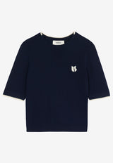 ba&sh Brendo Embroidered Logo Wool Top Navy 1E25BREN_NAVY