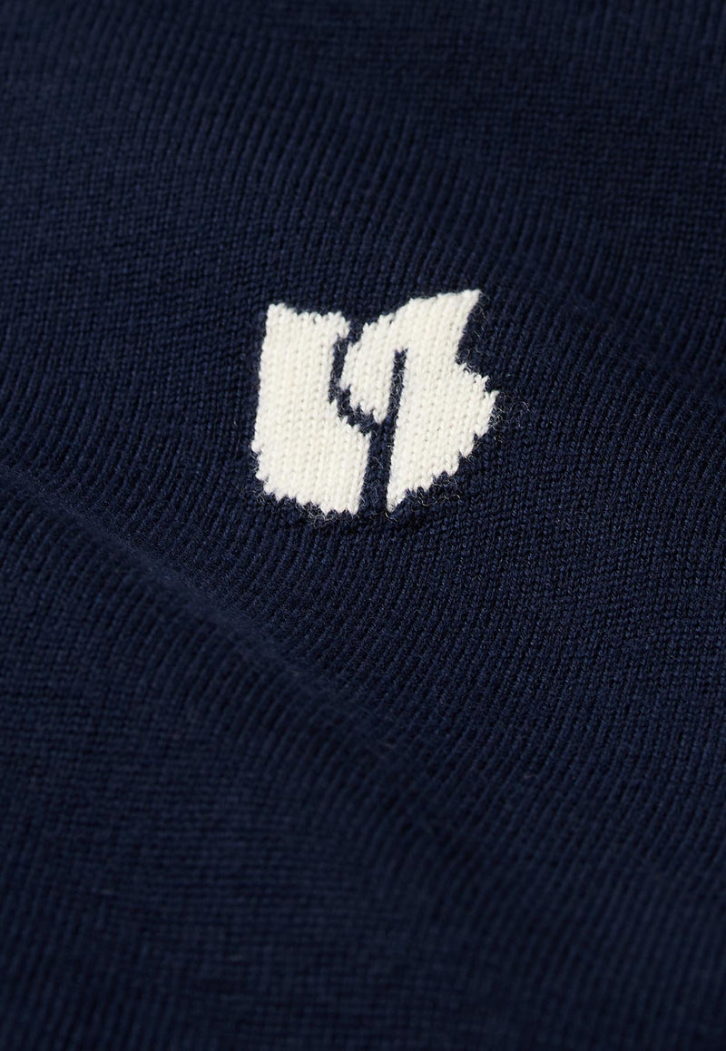 ba&sh Brendo Embroidered Logo Wool Top Navy 1E25BREN_NAVY