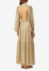 ba&sh Cala V-neck Lurex Gown Gold 1E25CALA_GOLD